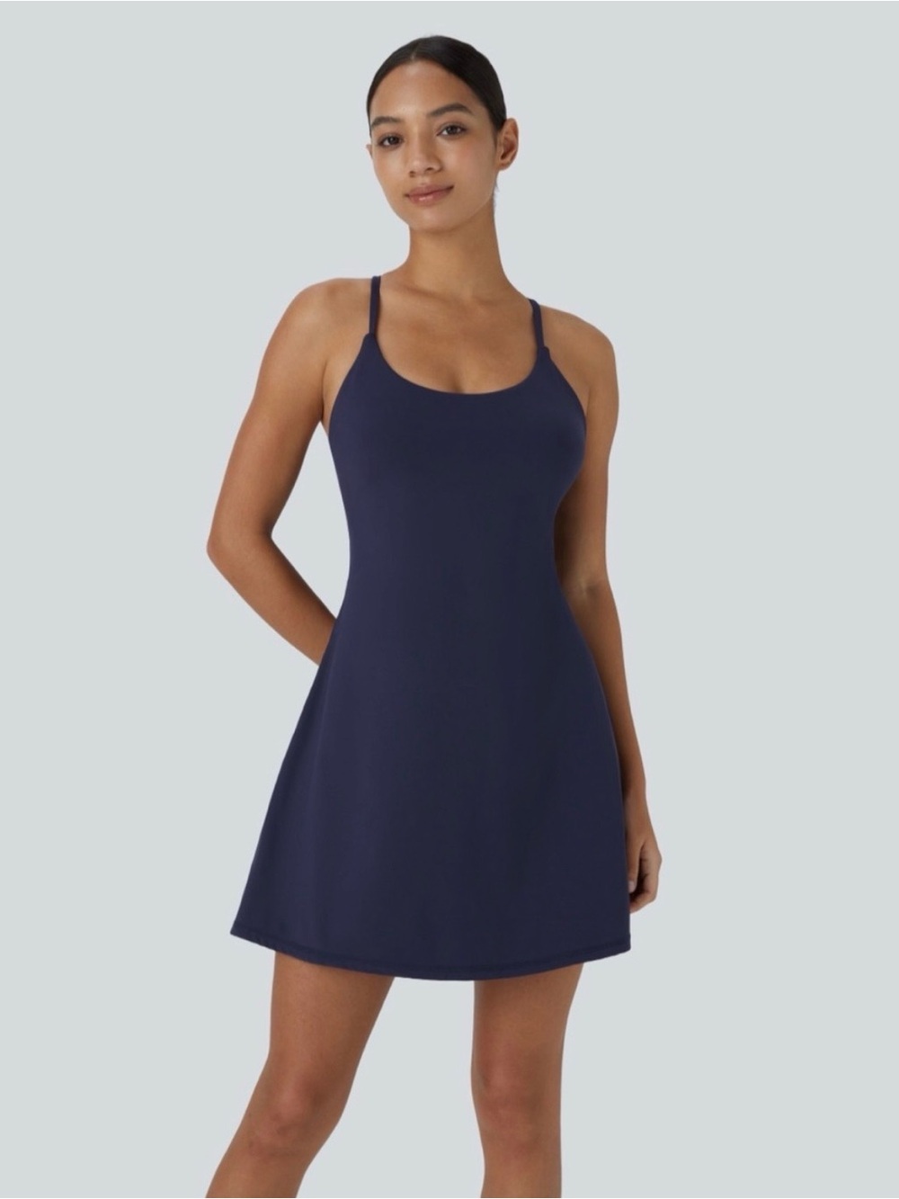 HALARA deep Navy Blue Strappy A-Line Dress size large